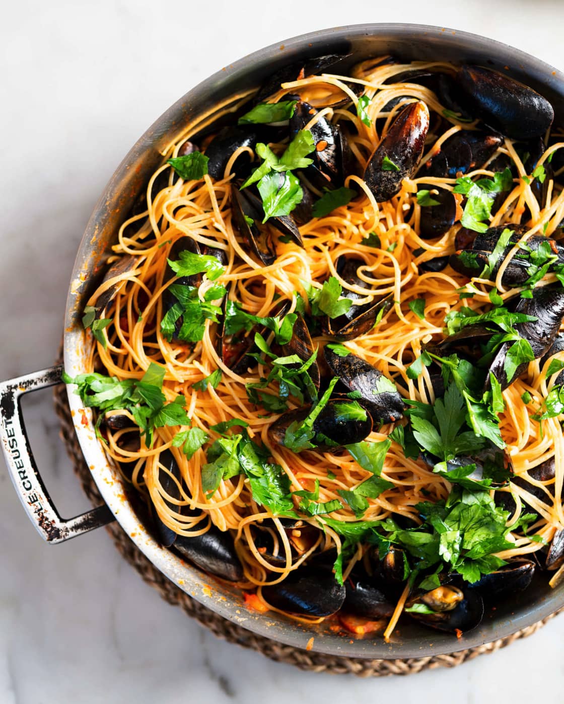 Recette Moules aux spaghetti - La cuisine familiale : Un plat, Une recette