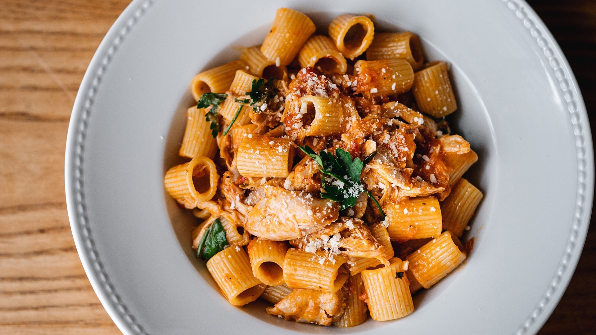 Mezzi Rigatoni with Chicken Drumstick Ragù - Stefano Faita