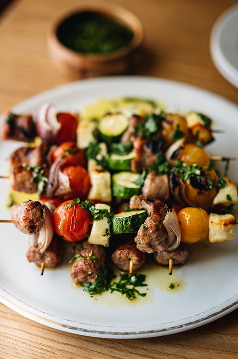 Let's face it, our sausage and halloumi skewers are a hit. But the star of this BBQ is the chermoula! You'll want to make a double of this easy recipe, as this herbaceous sauce goes on everything from croutons, to fish, shrimp, meat... These flavours will take you on a journey, with every bite.
