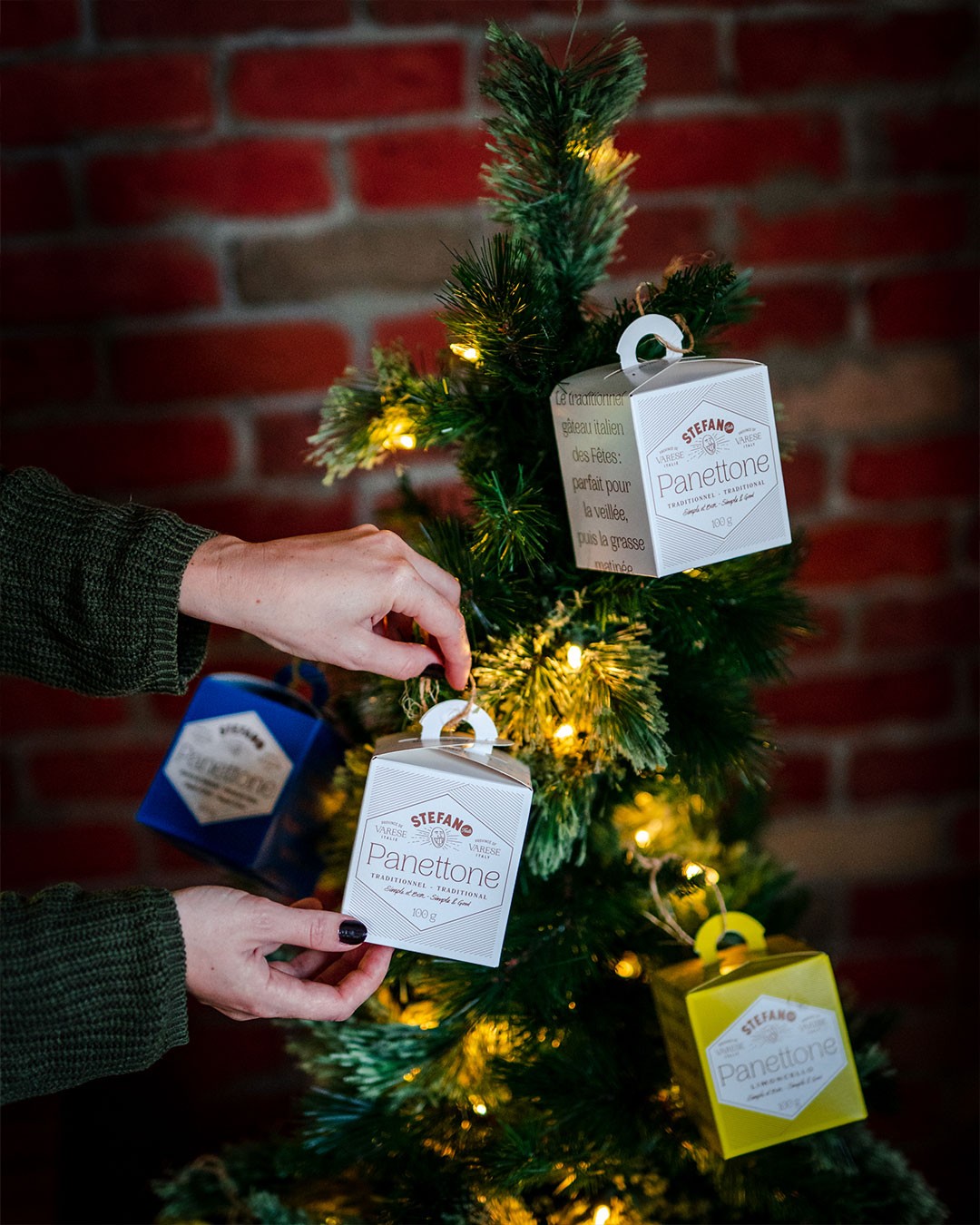 Hanging mini panettoni on the Christmas tree, an Italian tradition